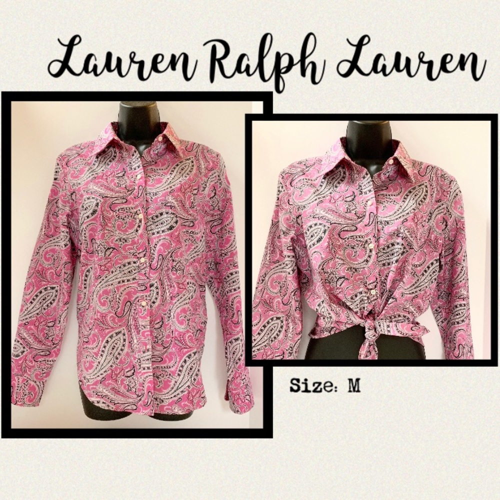 ☀️ 3/$25 Lauren RL Pink Paisley Non Iron Shirt